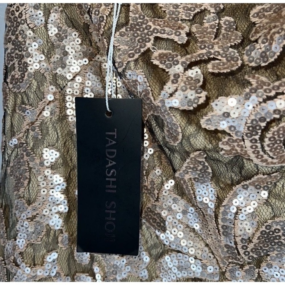 Tadashi Shoji dress size 4  gold champagne sequins maxi  NWT - Picture 5 of 8